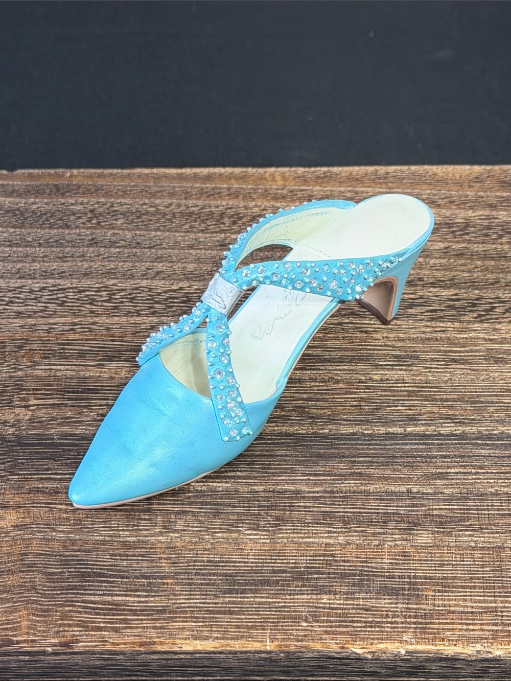 Just the Right Shoe Crystal-Strap Pointed Toe Mule in Light Blue